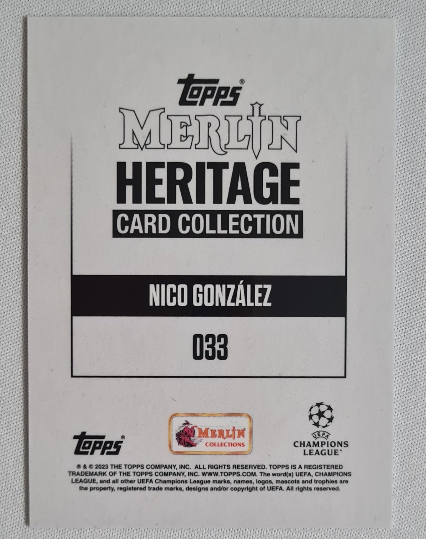 Nico Gonzalez - 2023 Topps Merlin #033 Heritage Card Collection - FC Porto /99 Autopraph