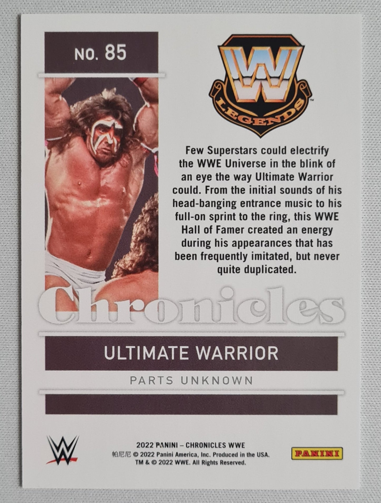 Ultimate Warrior - 2022 Panini Chronicles WWE #85 Blue Foil Parrallel /99