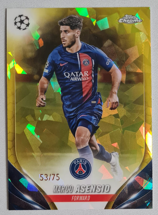 Marco Asensio - 2024 Topps Chrome PSG #97 Yellow Refractor /75