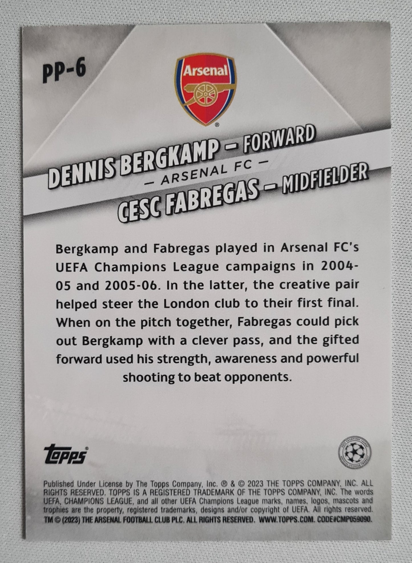 Bergkamp & Fabregas - 2023 Topps Partnership #PP-6 (CL) Arsenal FC