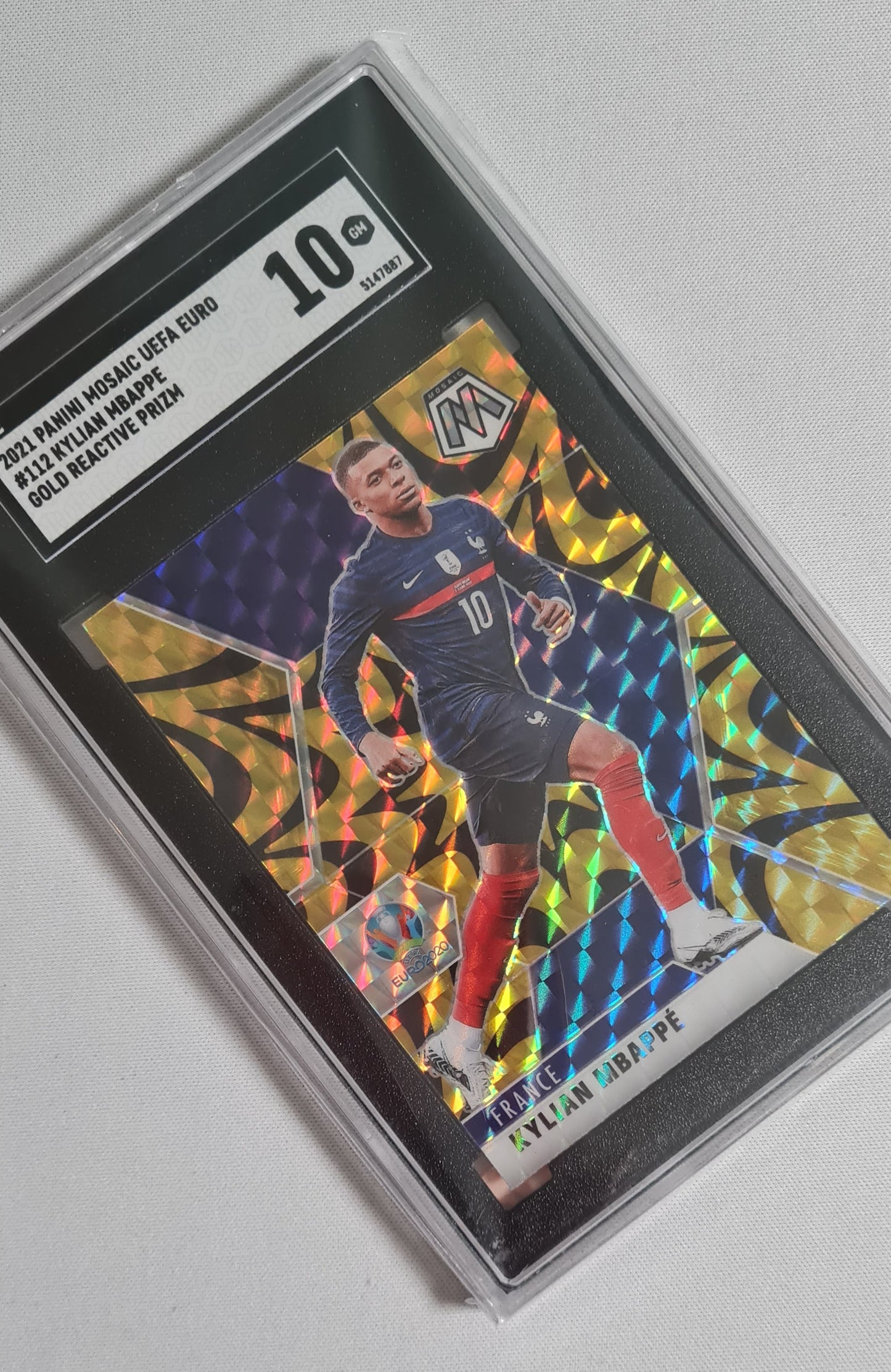Kylian MBappe - 2021 Panini Mosaic UEFA EURO #112 Gold Reactive Prizm SGC 10 SSP