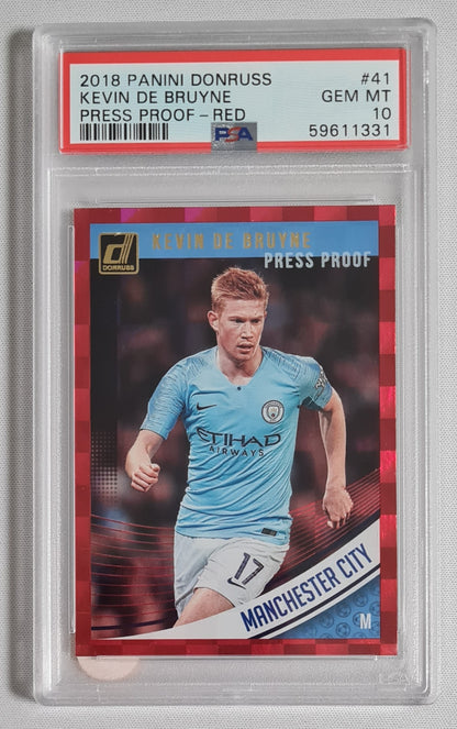 Kevin de Bruyne - 2018 Panini Donruss Press Proof - Red #41 PSA 10 GEM MT