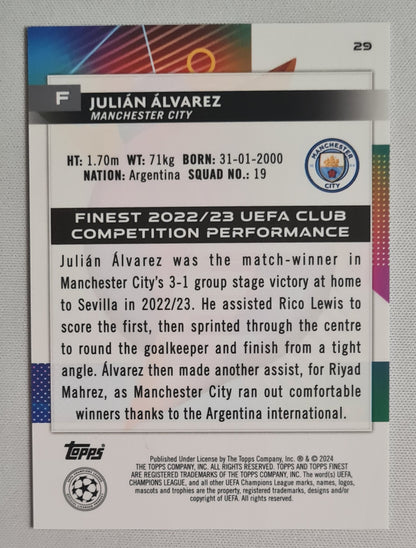 Julian Alvarez - 2024 Topps Finest #29 Manchester City (CL) /275