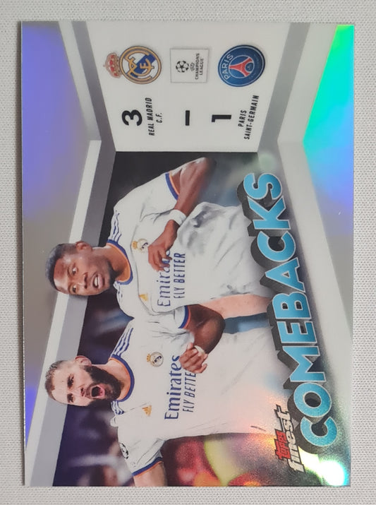 Featuring Benzima - 2024 Topps Finest "Comebacks" FC-1 - Real Madrid vs PSG Holo