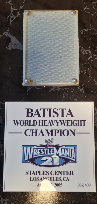 Batista - WWE Superstar Autograph Picture in frame with Blood on canvas WrestleMania 21