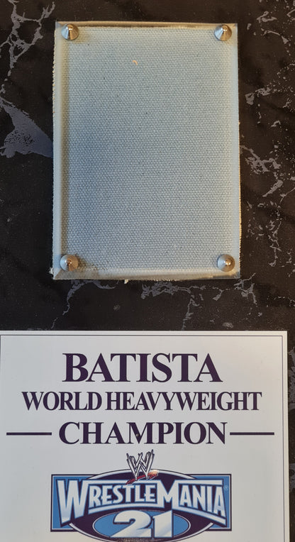 Batista - WWE Superstar Autograph Picture in frame with Blood on canvas WrestleMania 21