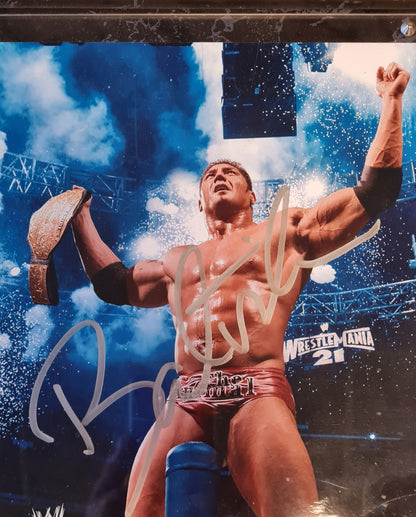 Batista - WWE Superstar Autograph Picture in frame with Blood on canvas WrestleMania 21