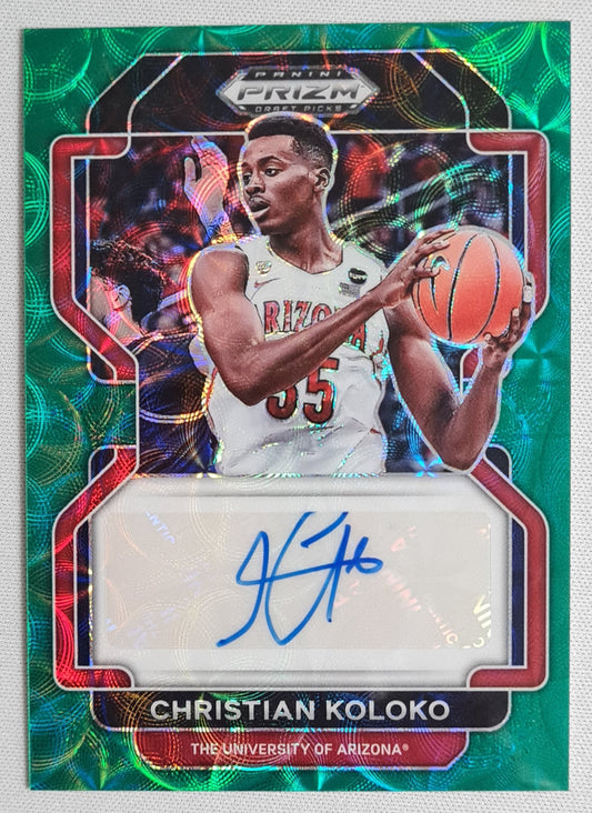 Christian Koloko - 2022 Panini Prizm Draft Picks #DP-CKO Prism Choice Green /8 Autograph