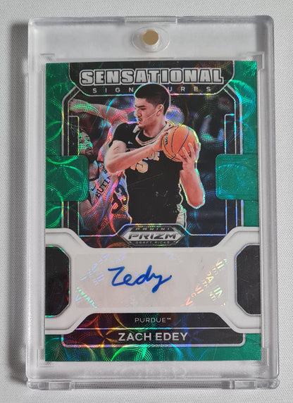 Zach Edey - 2022 Panini Prizm Draft Picks #SS-ZED Green Prism Choice - Sensational Signatures + Autograph /8