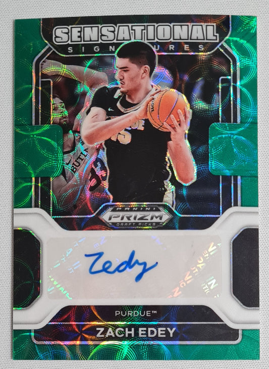 Zach Edey - 2022 Panini Prizm Draft Picks #SS-ZED Green Prism Choice - Sensational Signatures + Autograph /8