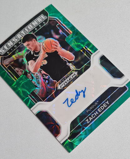 Zach Edey - 2022 Panini Prizm Draft Picks #SS-ZED Green Prism Choice - Sensational Signatures + Autograph /8