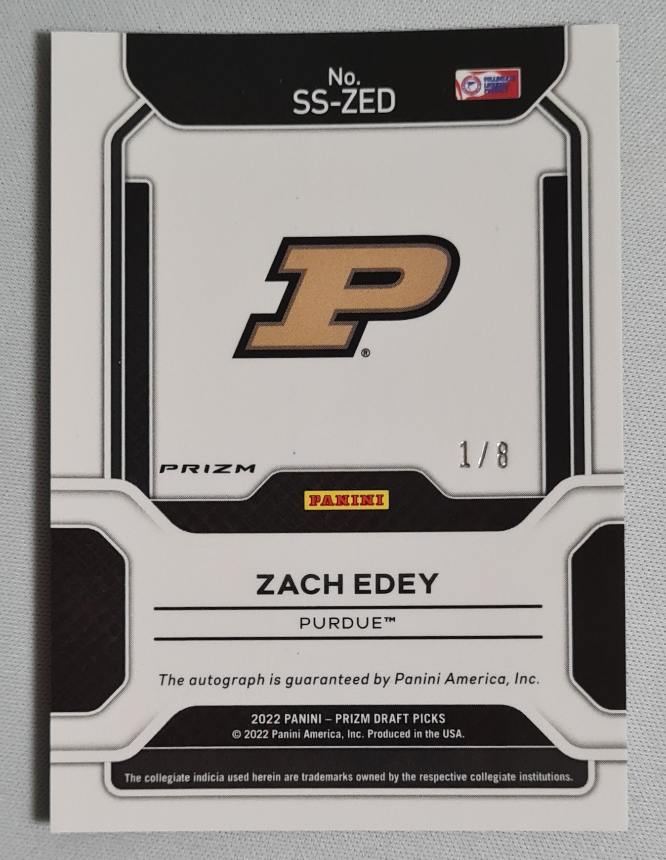 Zach Edey - 2022 Panini Prizm Draft Picks #SS-ZED Green Prism Choice - Sensational Signatures + Autograph /8