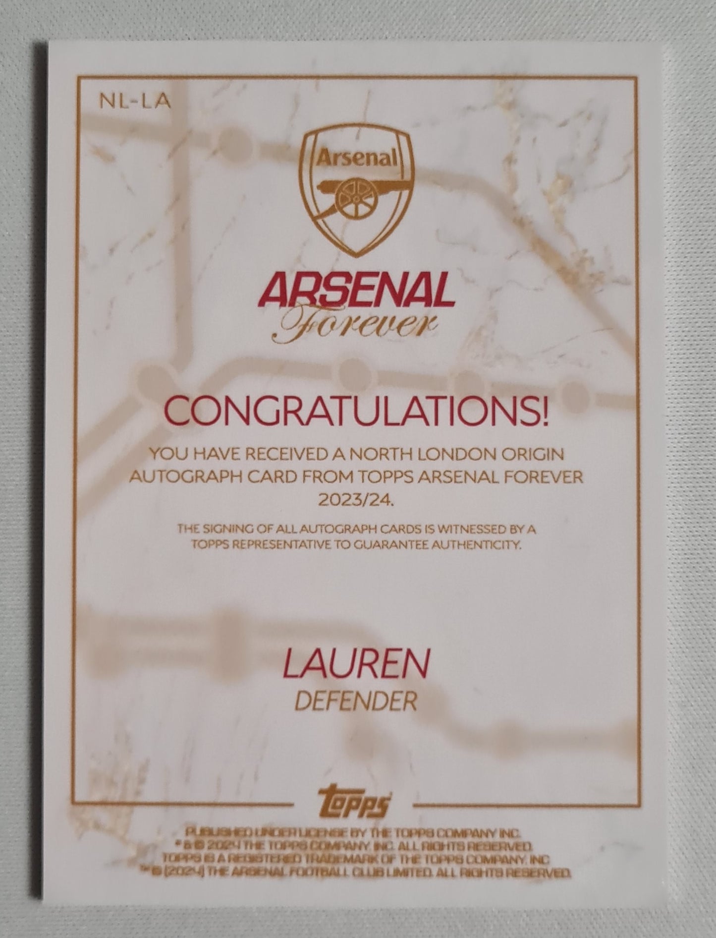 Lauren - 2024 Topps Arsenal Forever #NL-LA Autograph /75