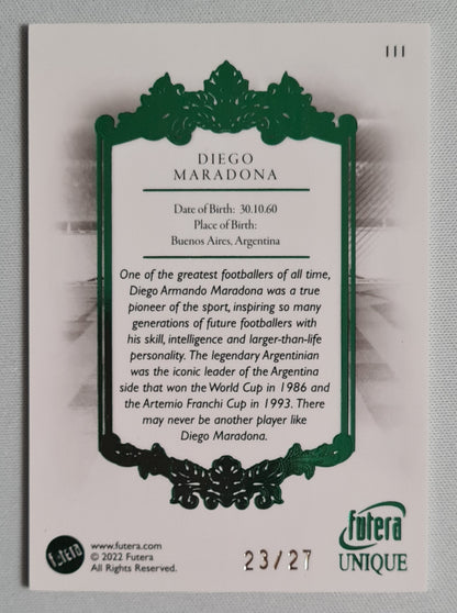 Diego Maradona - 2022 Futera "The Greatest" #111 Green color - Team Argentina /27