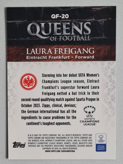 Laura Freigang - 2023/24 Topps Chrome UEFA Women's CL Queens of Football RC #QF-20 Eintracht Frankfurt
