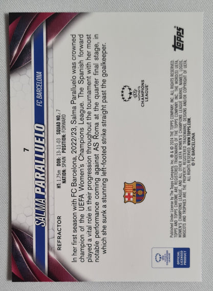 Salma Paralluelo - 2023/24 Topps Chrome UEFA Women's CL Refractor #7 FC Barcelona