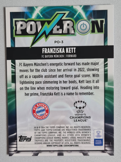 Franziska Kett - 2023/24 Topps Chrome UEFA Women’s CL Power On Insert PO-3 Bayern Munich