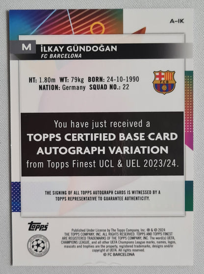 Ilkay Gundogan - 2024 Topps Finest Orange (CL) FC Barcelona /25 + Autograph