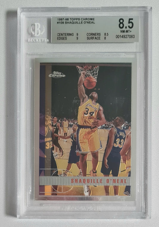 Shaquille O'Neal - 1997/98 Topps Chrome #109 NBA L.A. Lakers Beckett 8.5 NM-MT+