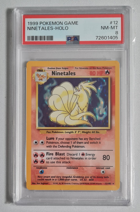 Ninetales - 1999 Pokemon Game #12 Holo 80HP 12/102 - PSA 8