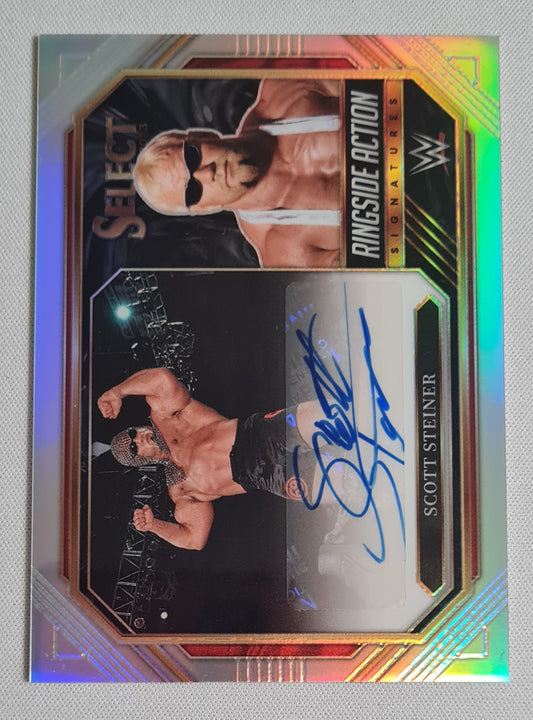 Scott Steiner - 2023 Panini Select WWE #RA-SST (WWE LEGENDS) Silver Prizm - Ringside Action  /Autograph