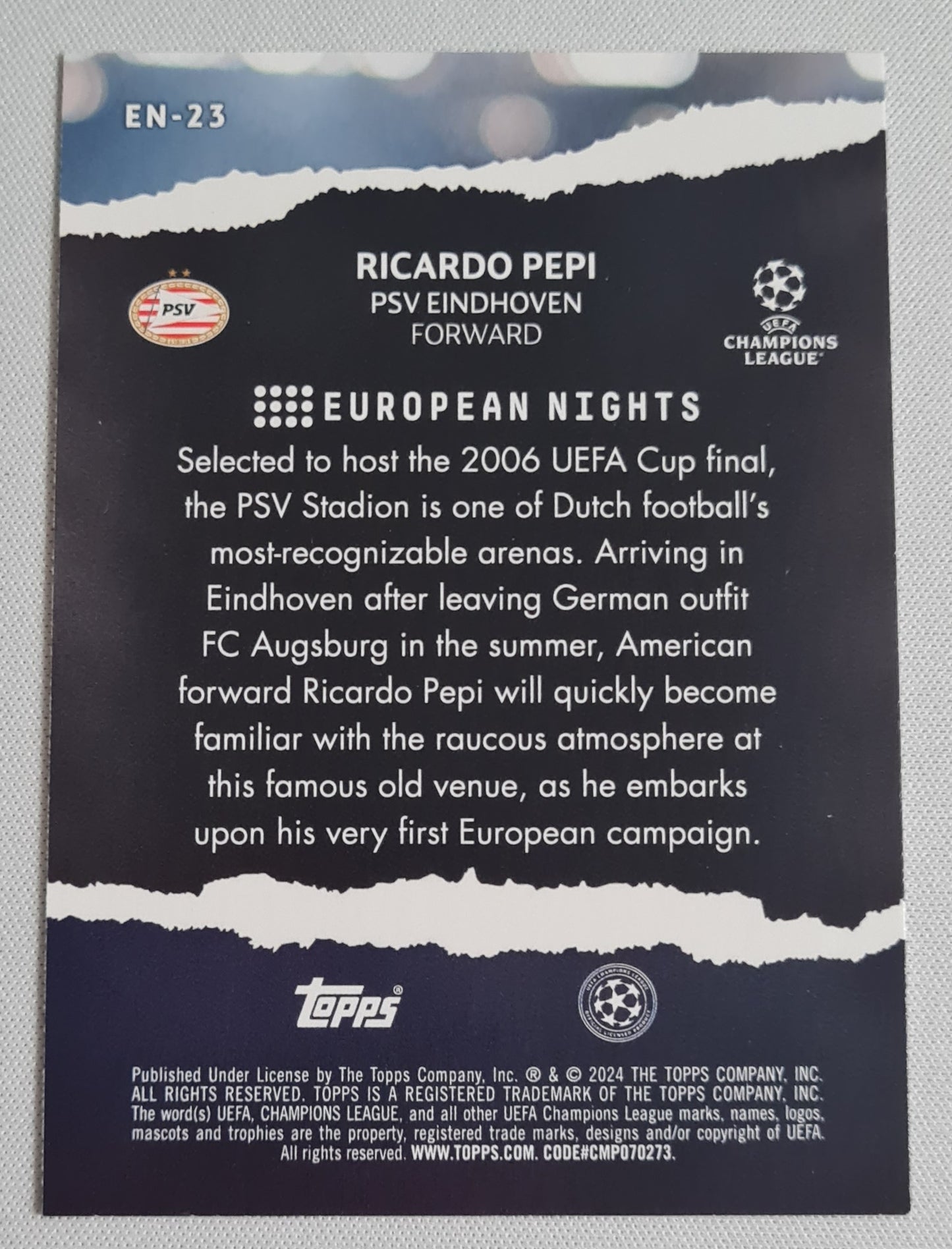 Ricardo Pepi - 2024 Topps European Nights - PSV Eindhoven (CL) #EN-23