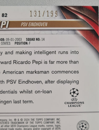 Ricardo Pepi - 2024 Topps #82 PSV Eindhoven (CL) Green Refractor /199