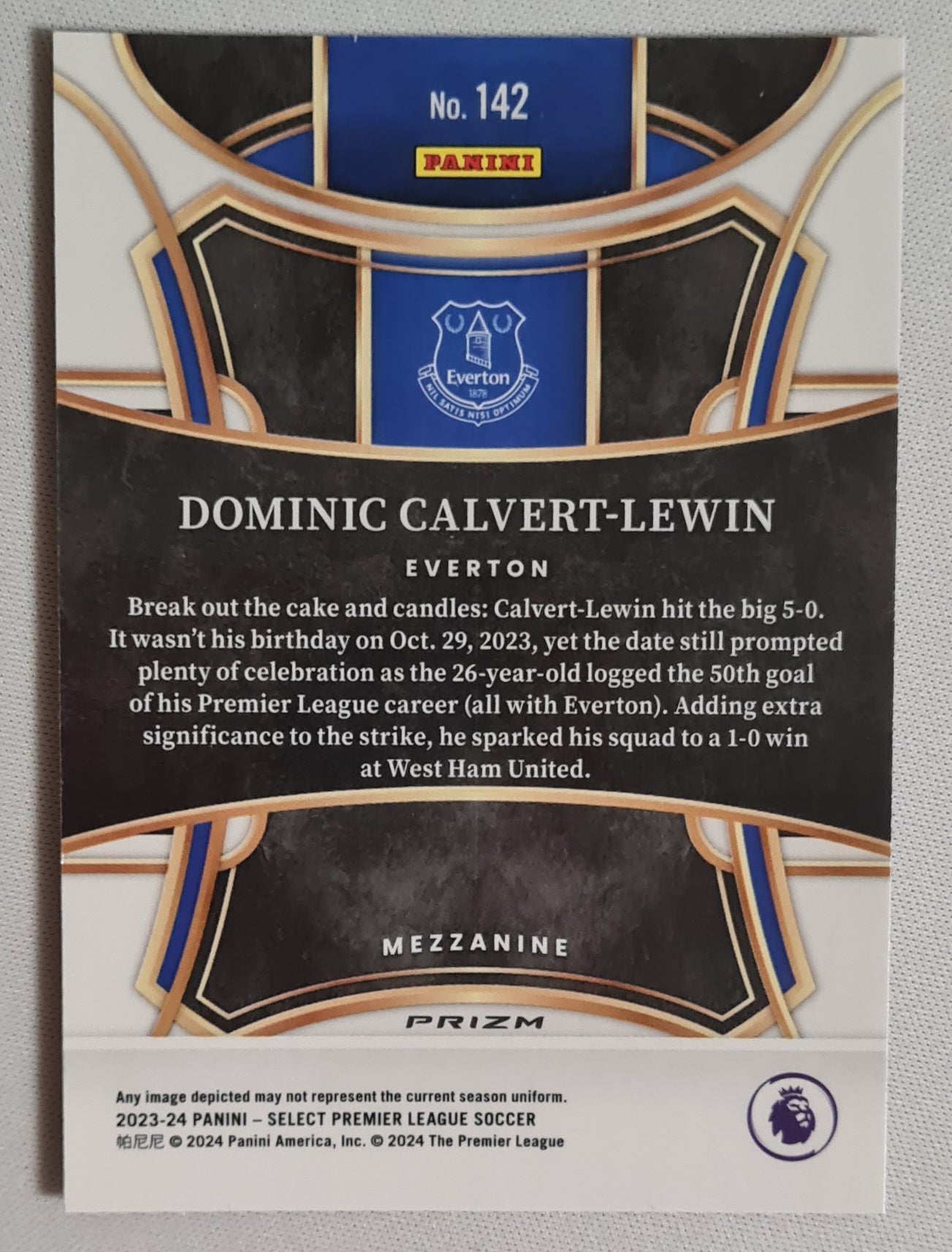 Dominic Calvert-Lewin - 2023/24 Panini Select Premier League Soccer #142 Orange Prizm Mezzanine