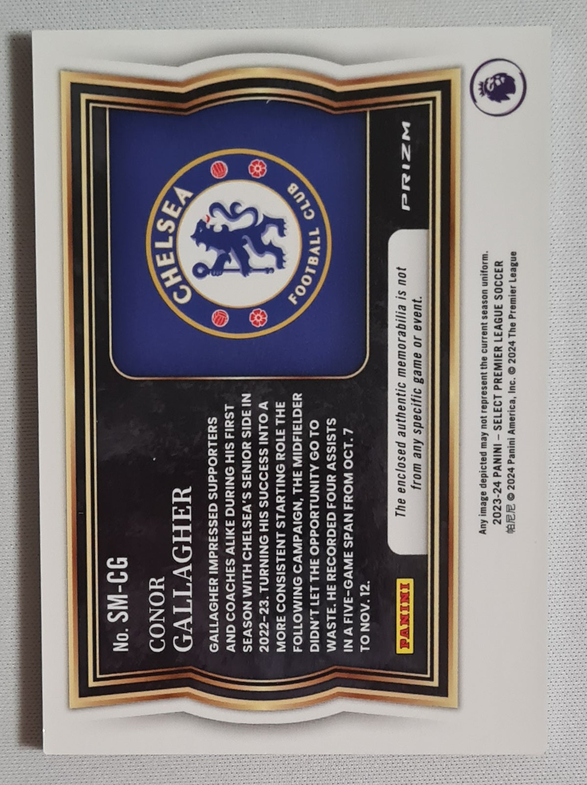 Conor Gallagher - 2023/24 Panini Select Premier League Soccer #SM-CG Holo /Patch Blue