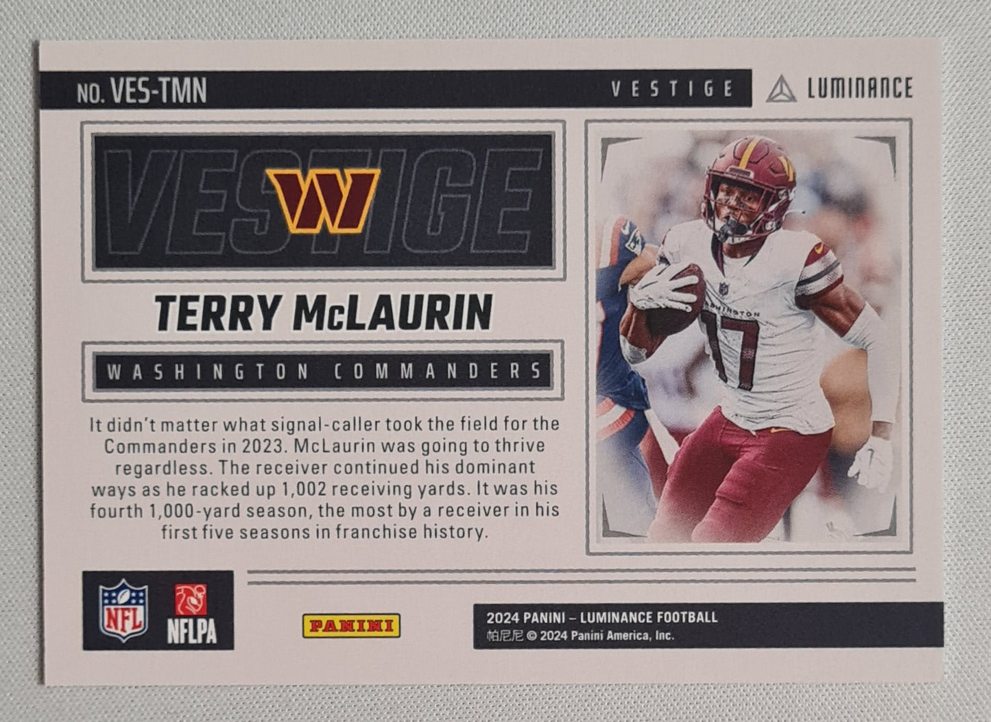 Terry McLaurin - 2024 Panini Luminance Football Vestige #VES-TMN - Washington Commanders