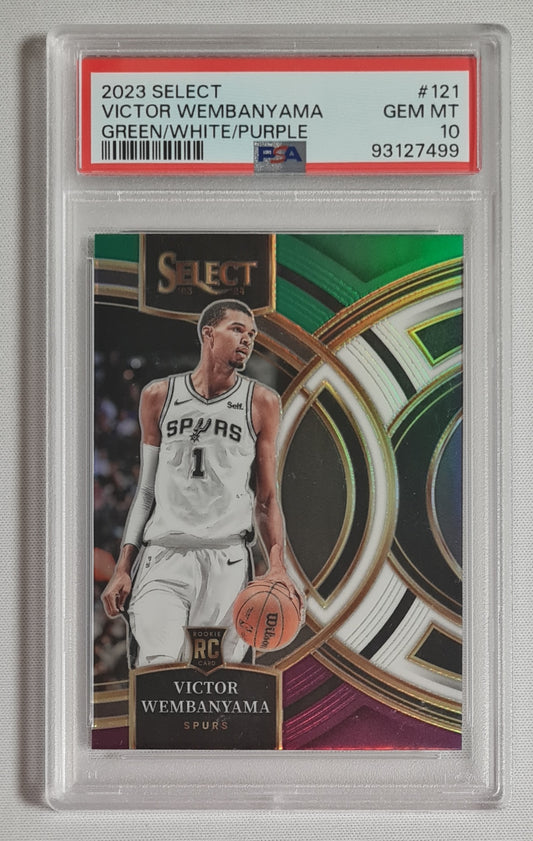 Victor Wembanyama - 2023/24 Panini Select Basketball #21 Prizm Green/White/Purple PSA 10 GEM MT