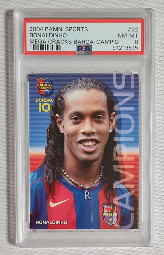 Ronaldinho - 2004 Panini Sports Mega Cracks Barca-Campio #22 PSA 8 NM-MT