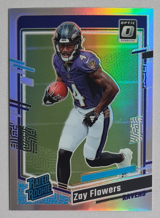 Zay Flowers - 2023 Panini Donruss Optic Football #210 Rated Rookie Card - Holo Prizm