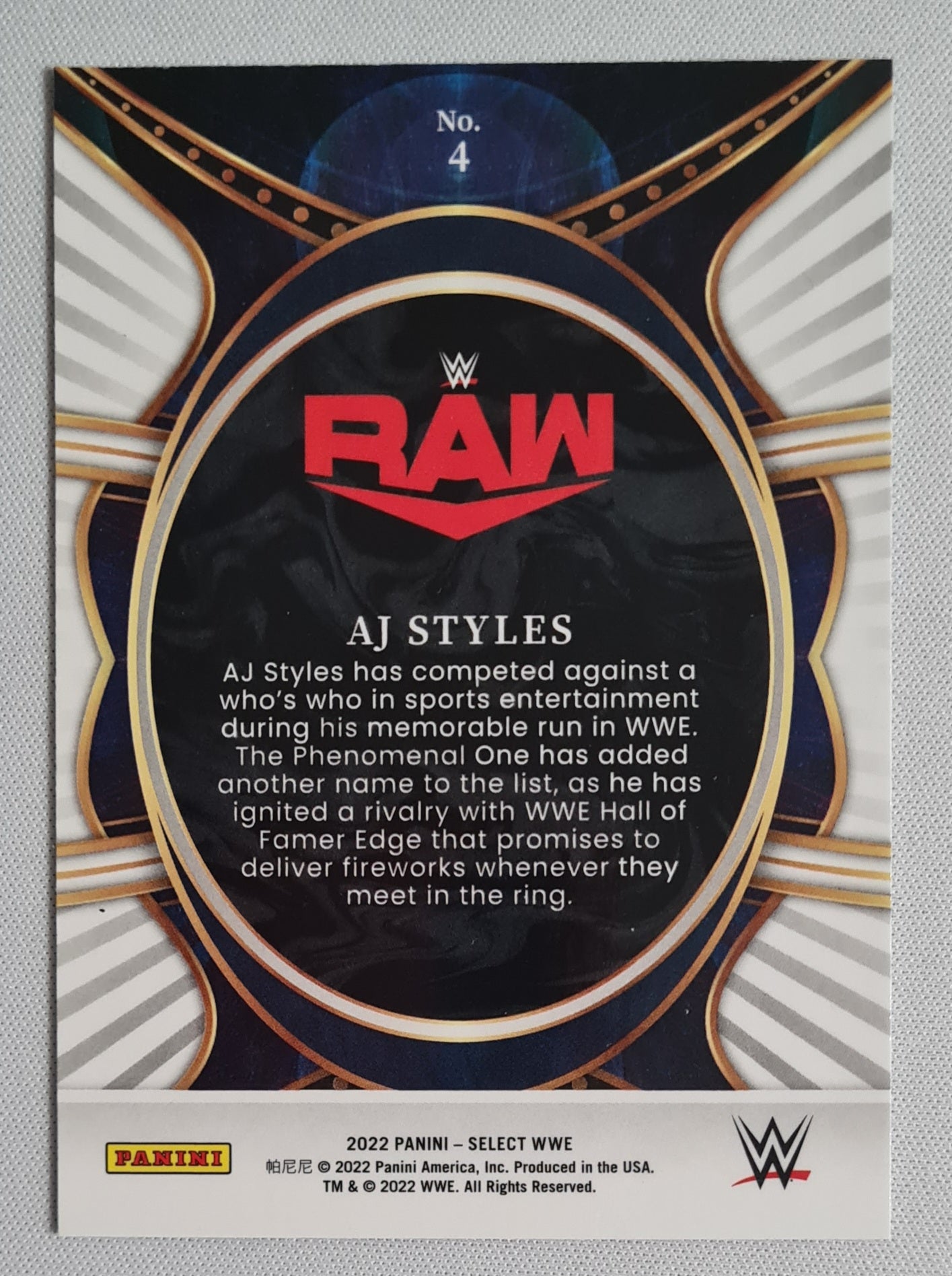 AJ Styles - 2022 Panini Select WWE (RAW) #4