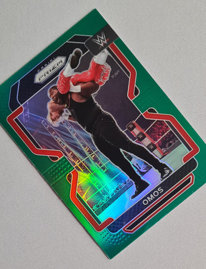 Omos - 2022 Panini Prizm WWE RAW #170 Green Prizm