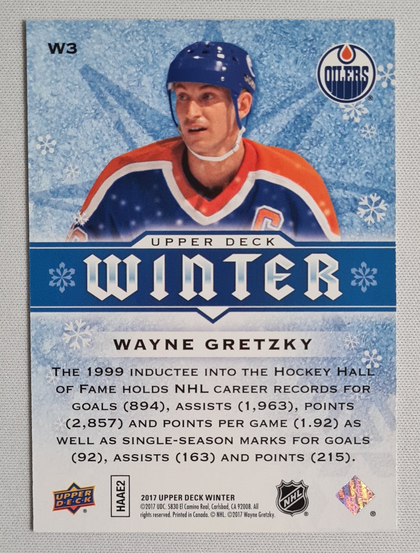 Wayne Gretzky - 2017 Upper Deck Winter NHL Ice Hockey #W3 - Oilers