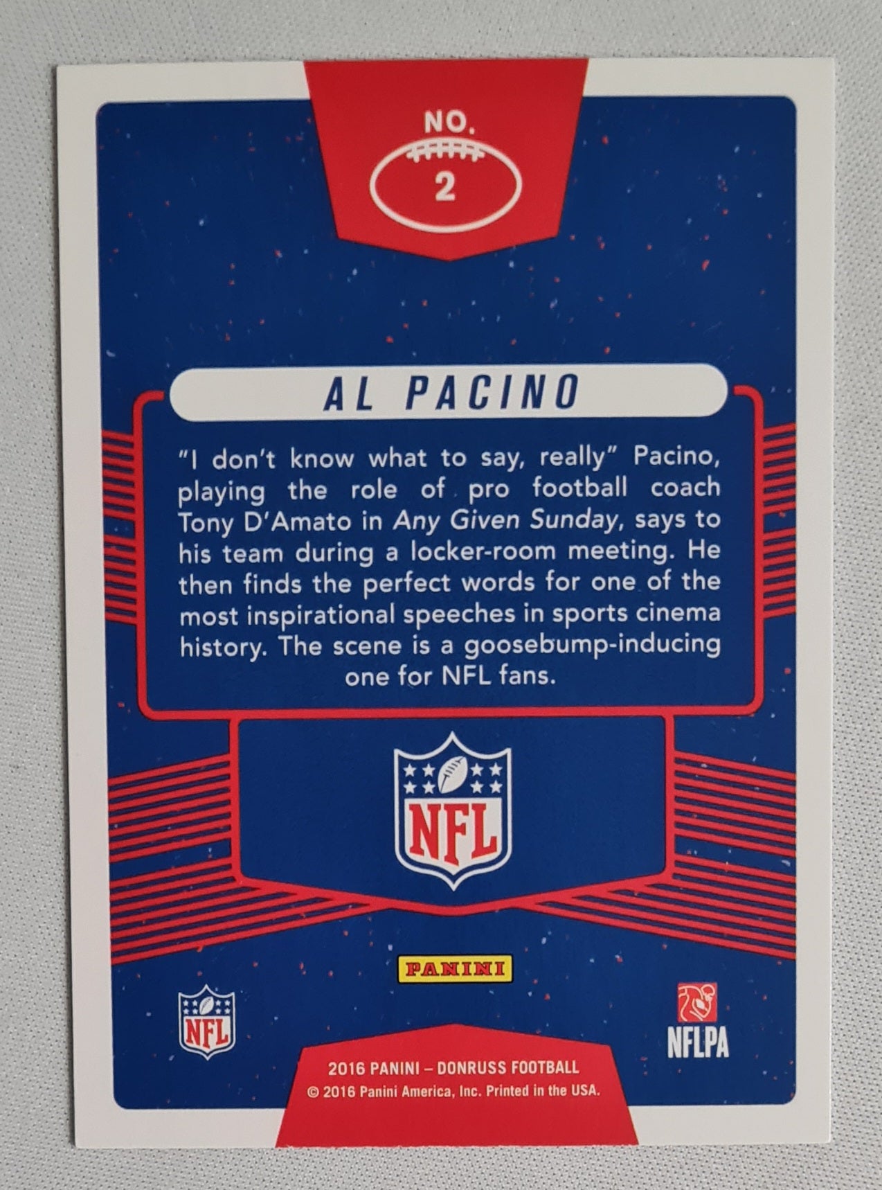 Al Pacino - 2016 Panini Donruss Football - Fans of the Game NFL #2