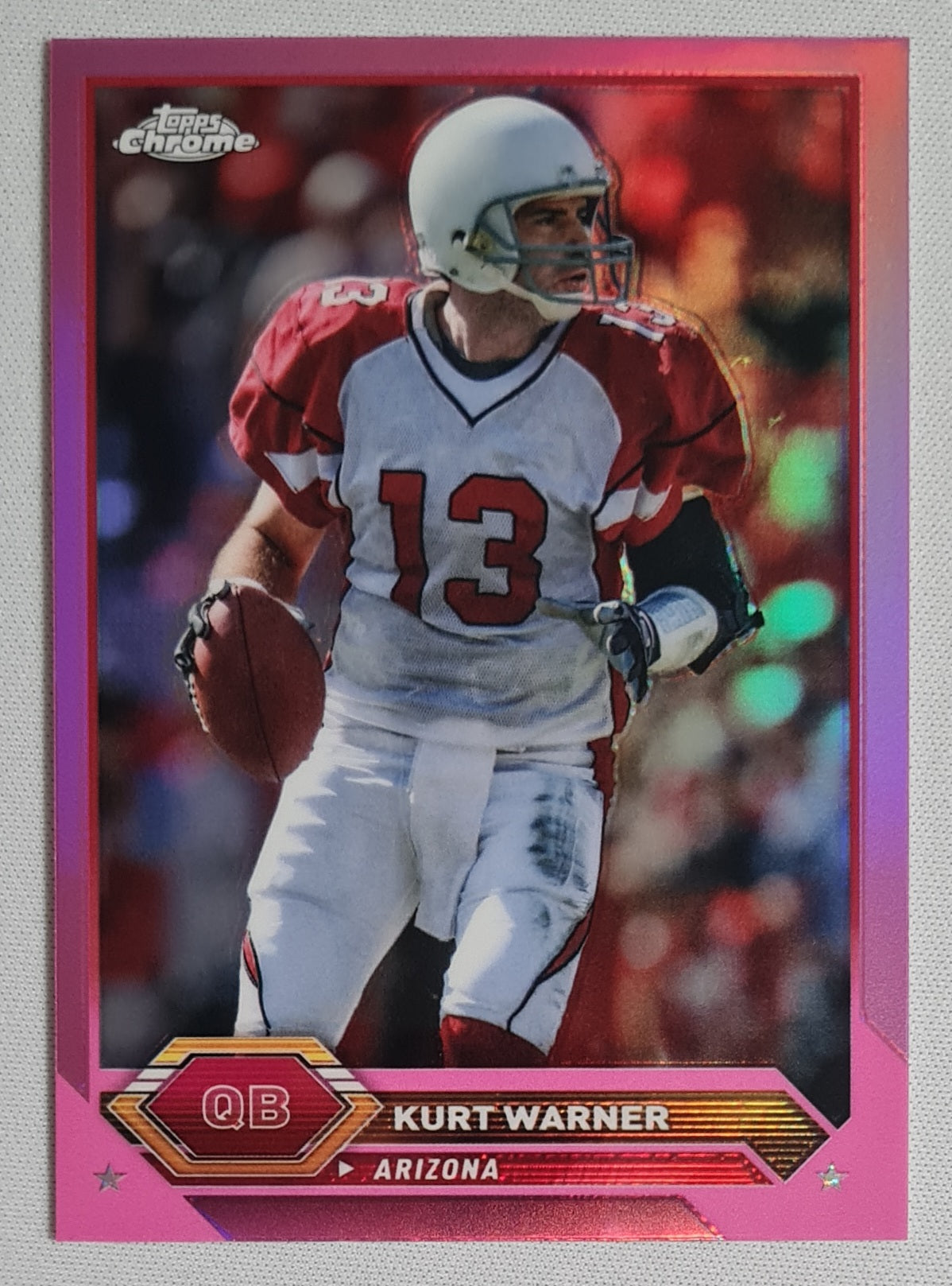 Kurt Warner - 2023 Topps Composite Chrome Pink Refractor #18 Arizona Cardinals