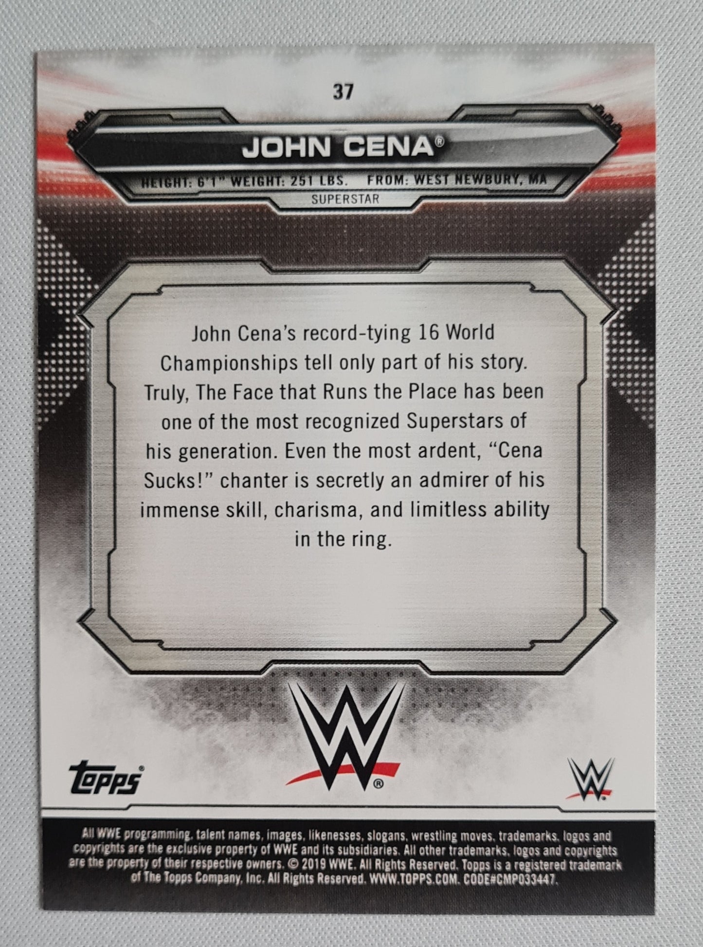 John Cena - 2019 Topps WWE #37 Superstar