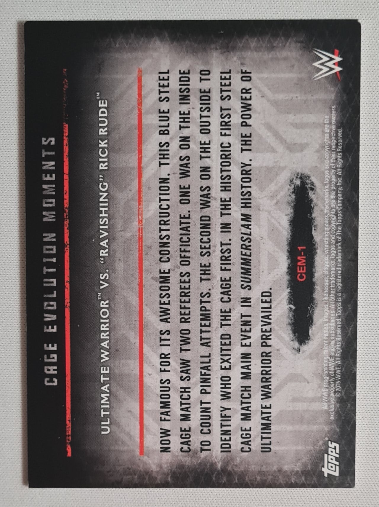 The Ultimate Warrior - 2015 Topps WWE Cage Revolution Moments CEM-1