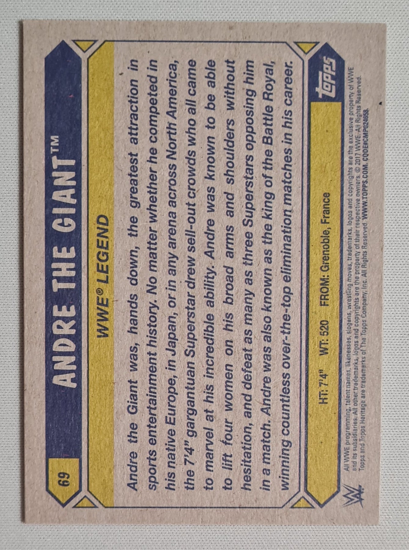 Andre the Giant - 2017 Topps #69 WWE Legend