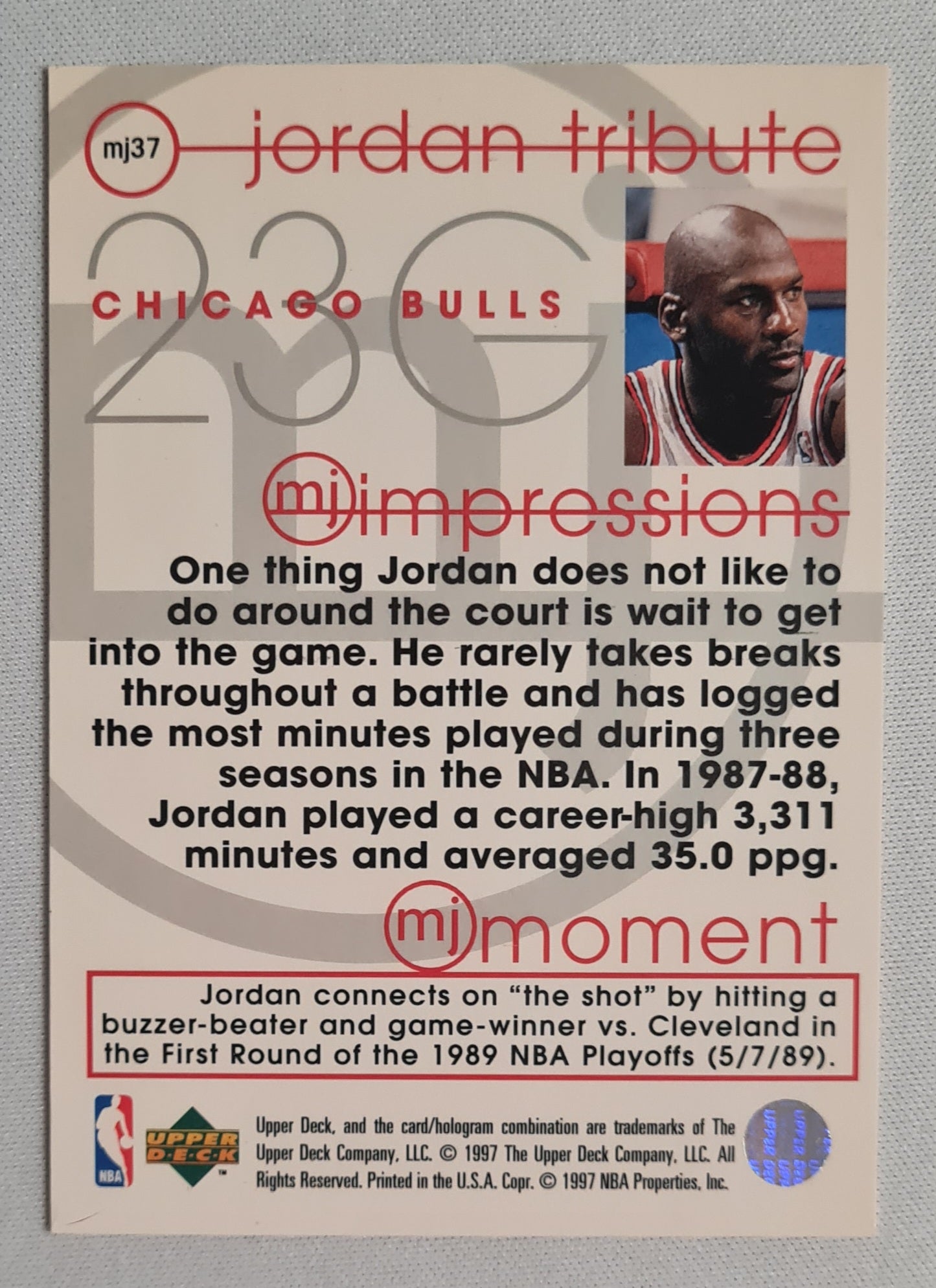 Michael Jordan - 1997 Upper Deck #MJ37 Jordan Tribute