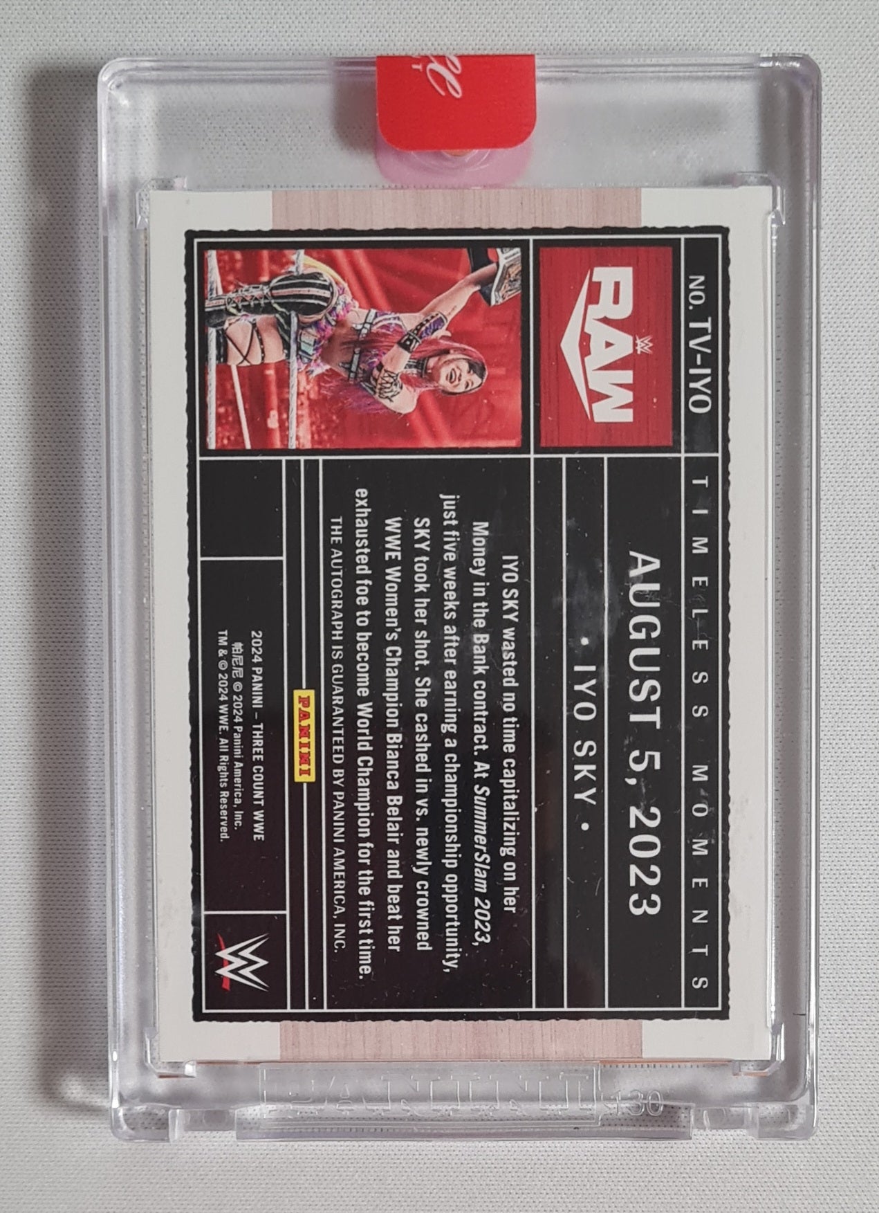 Iyo Sky - 2024 Panini Three Count #TV-IYO WWE Timeless Moments Auto /99