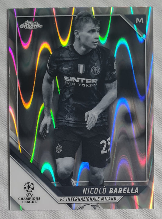 Nicolo Barella - 2022 Topps Chrome (CL) Internazionale Milano #149 Black & White RayWave Refractor