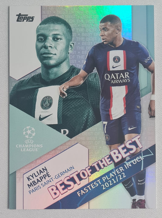 Kylian Mbappe - 2023 Topps "Best of the Best" Fastest player in UCL 2021/2022 #BB-10 PSG - Holo