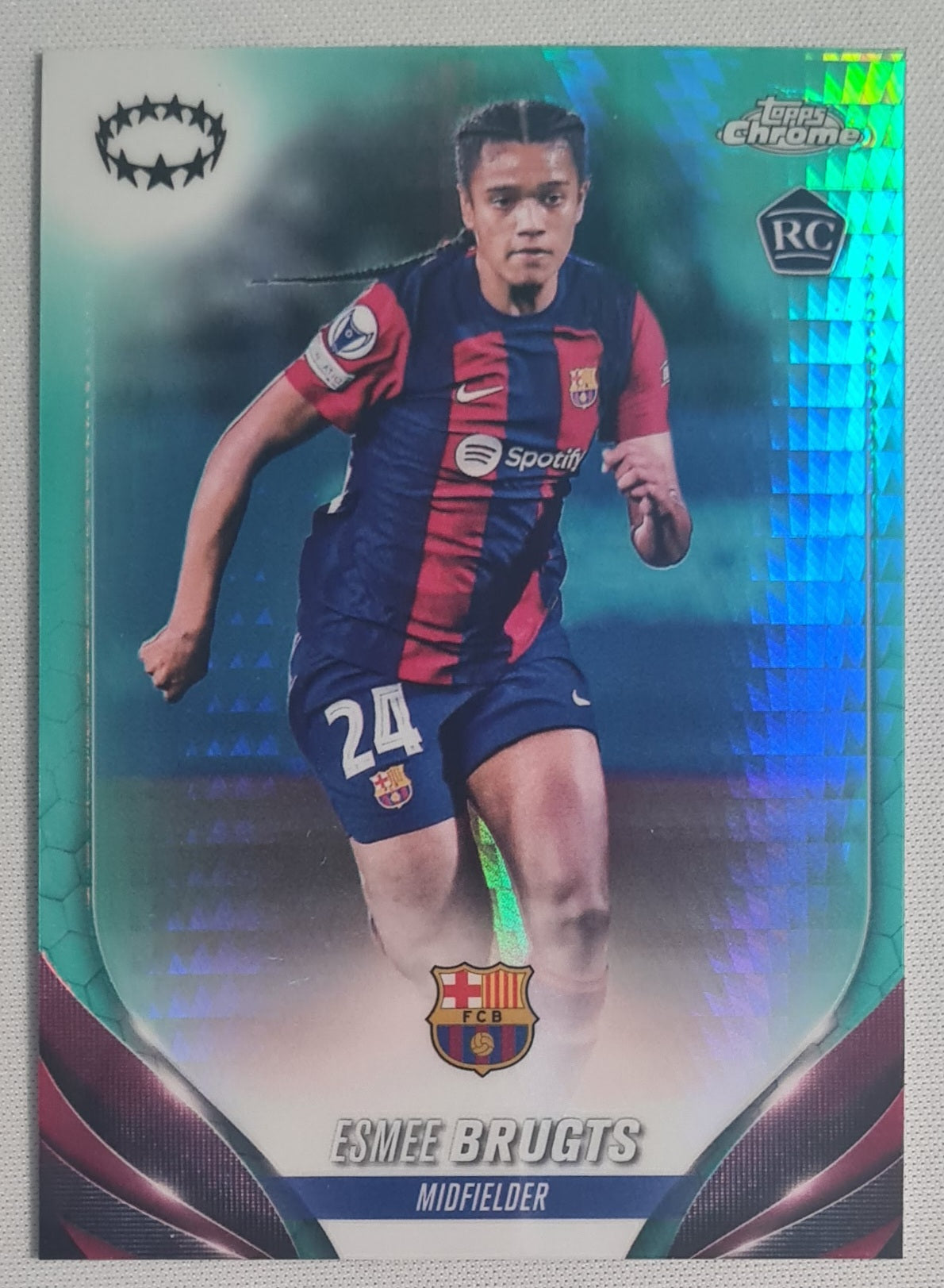 Esmee Brugts - 2024 Topps Chrome Women Champions League FC Barcelona (RC) #71 Aqua Prism Refractor