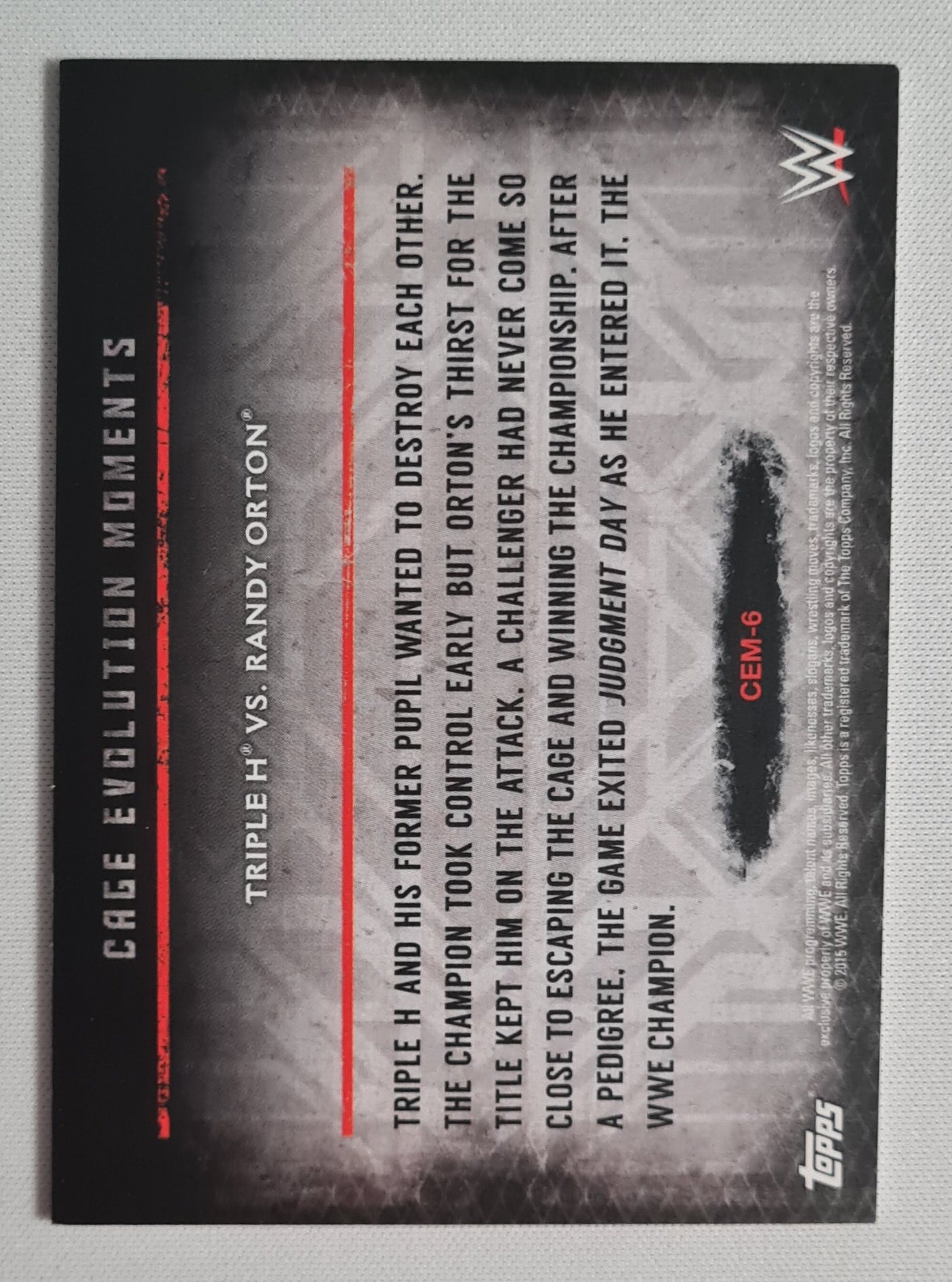Triple H Vs Randy Orton - 2015 Topps Undisputed WWE Cage Evolution Moments #CEM-6