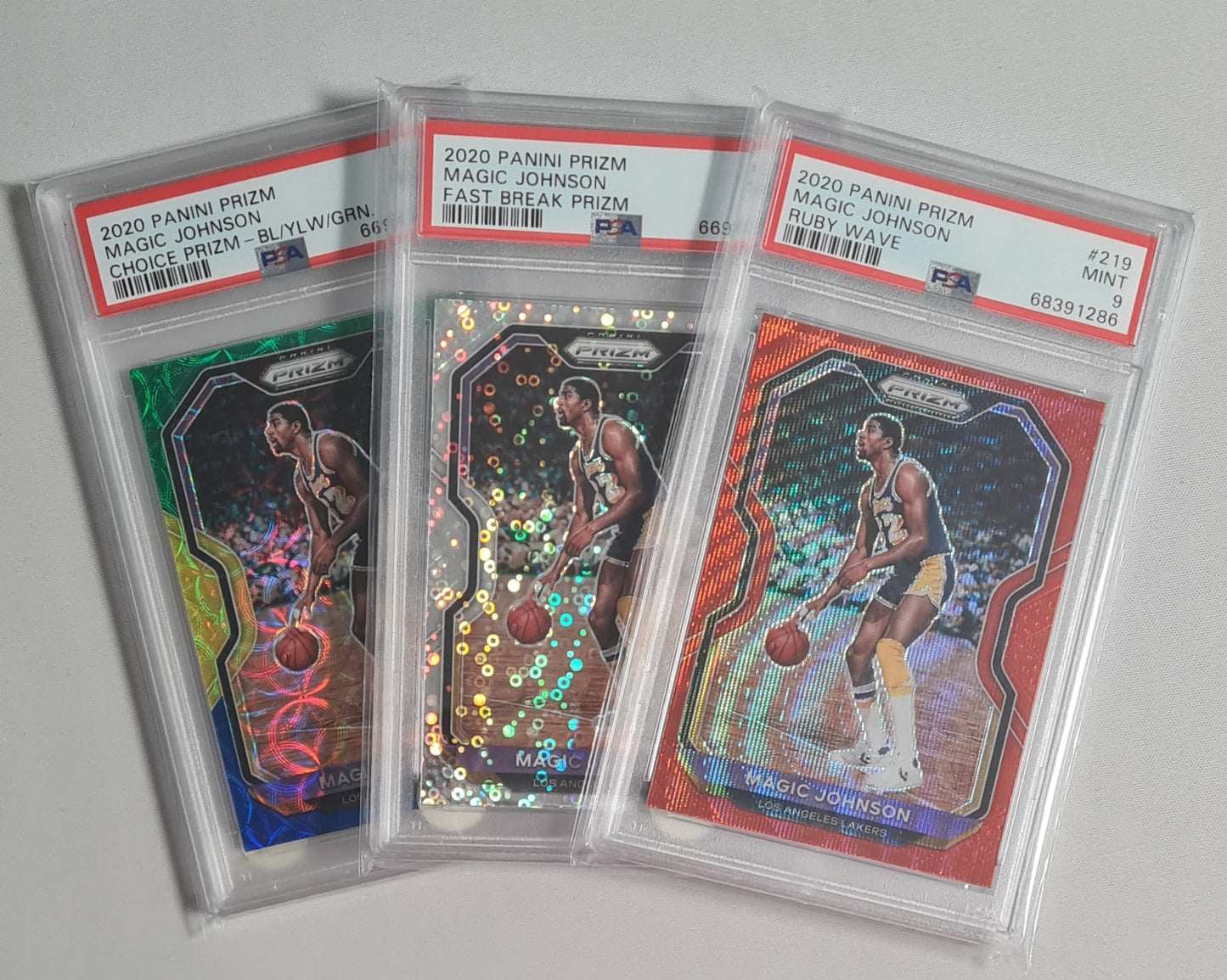 Magic Johnson NBA Basketball PSA 9 Lot (5 cards) - 2020 Panini Prizm #27 PSA 9