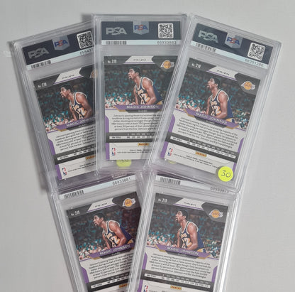 Magic Johnson NBA Basketball PSA 9 Lot (5 cards) - 2020 Panini Prizm #27 PSA 9