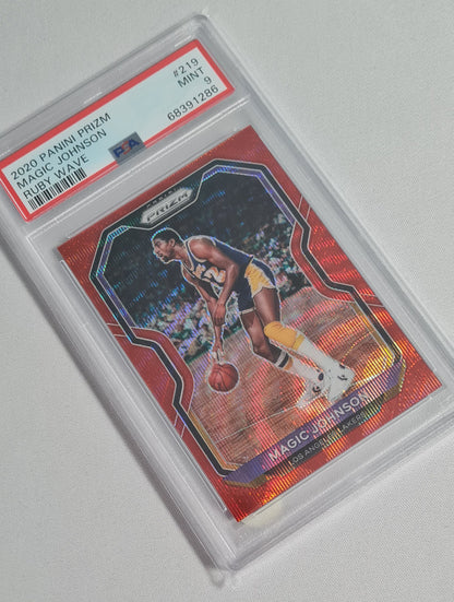 Magic Johnson NBA Basketball PSA 9 Lot (5 cards) - 2020 Panini Prizm #27 PSA 9